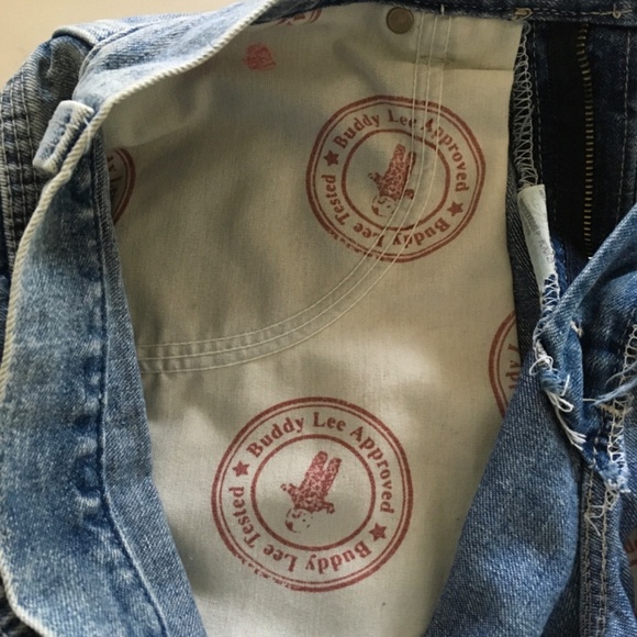 VTG Lee Dungarees Carpenter Shorts Sz 30 Retro Stone Blue Denim Made In USA NWT - Picture 11 of 16